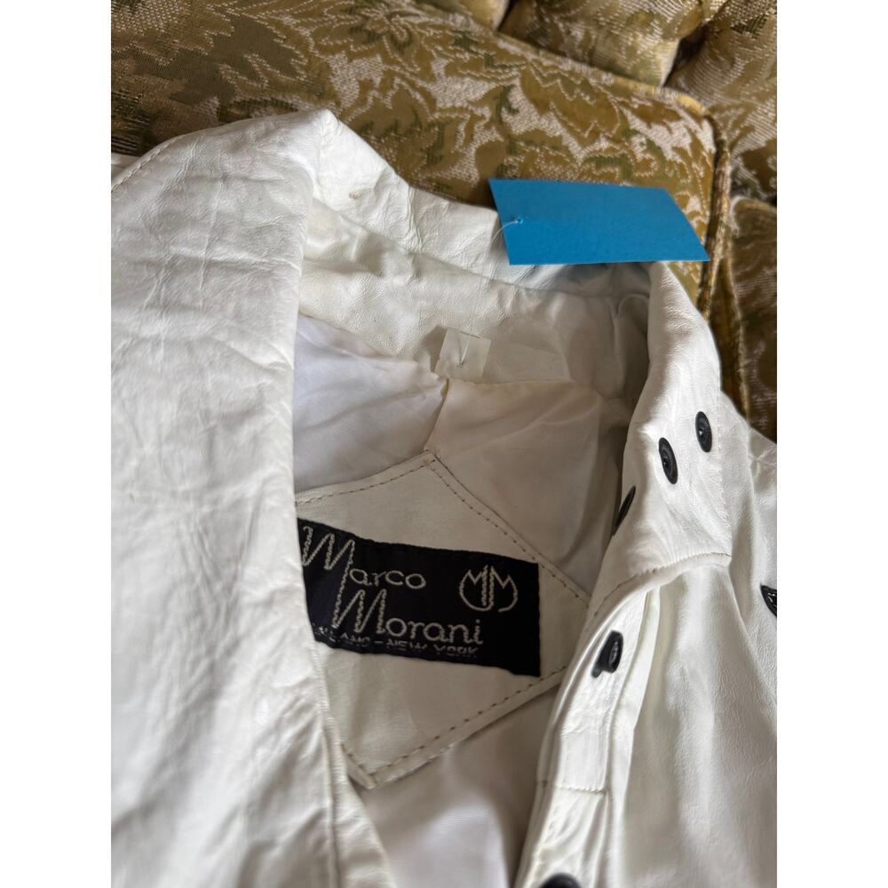 Vintage 80s Marco Morani White Genuine Leather Jumpsuit Size S - Picture 3 of 12